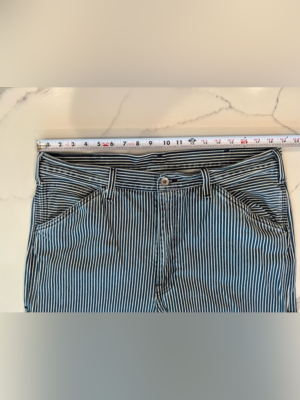 Levi's Navy and White Striped Work Relaxed Jeans - Picture 4 of 12